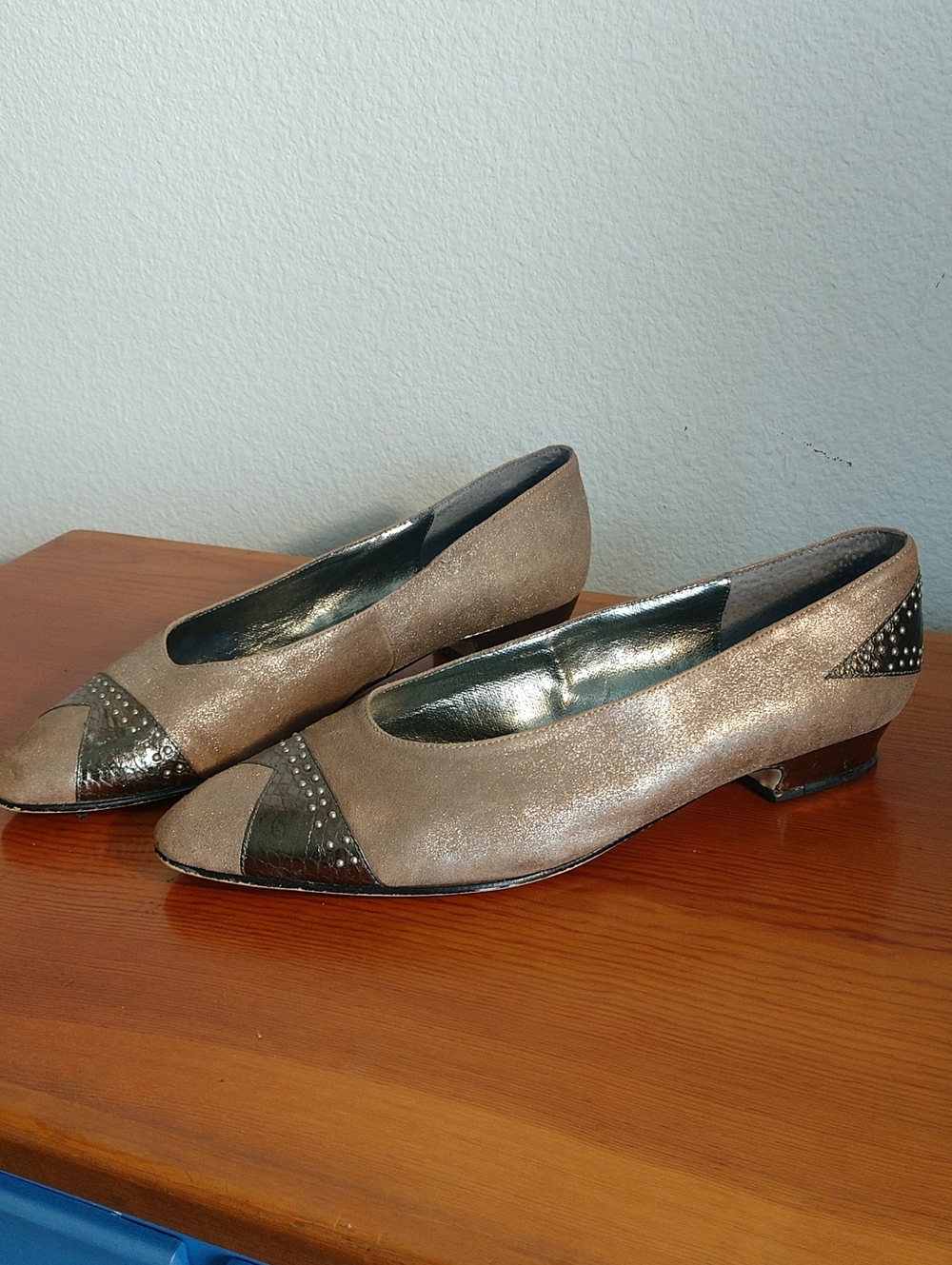 J.Renee Metallic Taupe Flats with Dark Taupe Accents